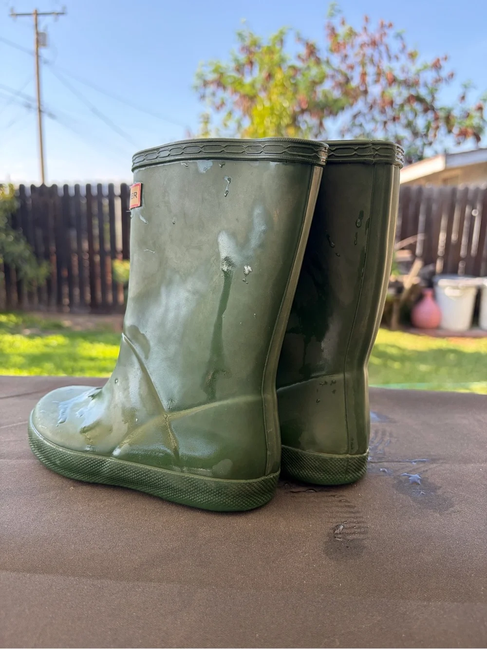 Hunter Kids Olive Green Rain Boots